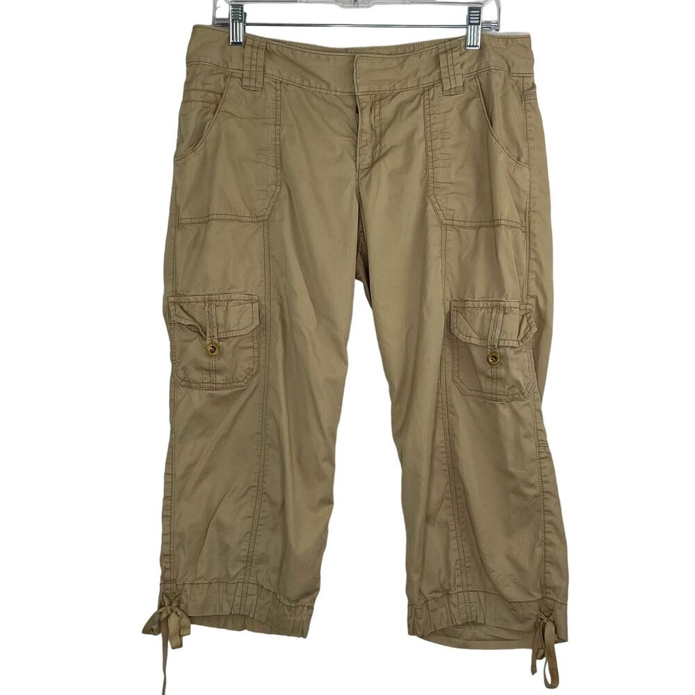 Express khaki cargo capri pants drawstring hem women's  size 10 cotton Y2K